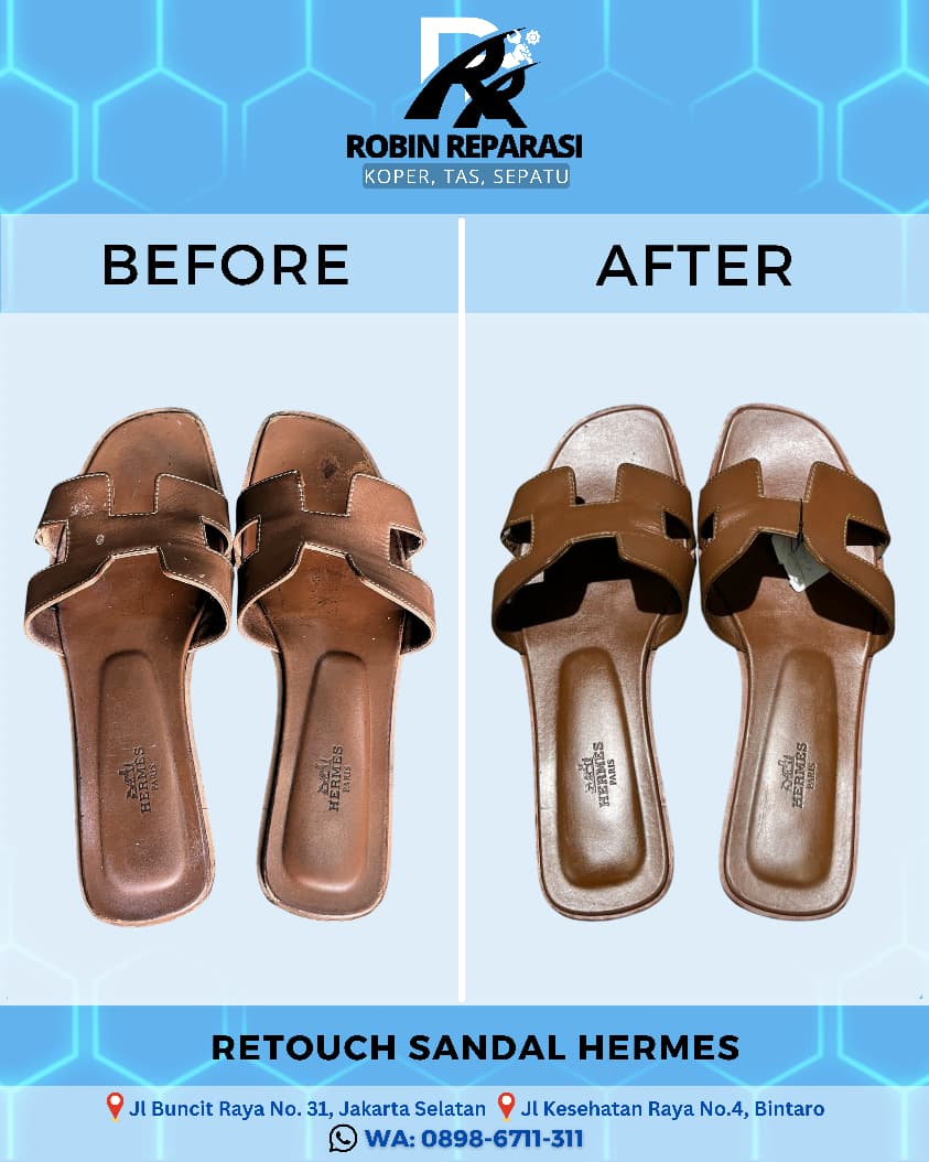 Before after retouch sandal Hermes