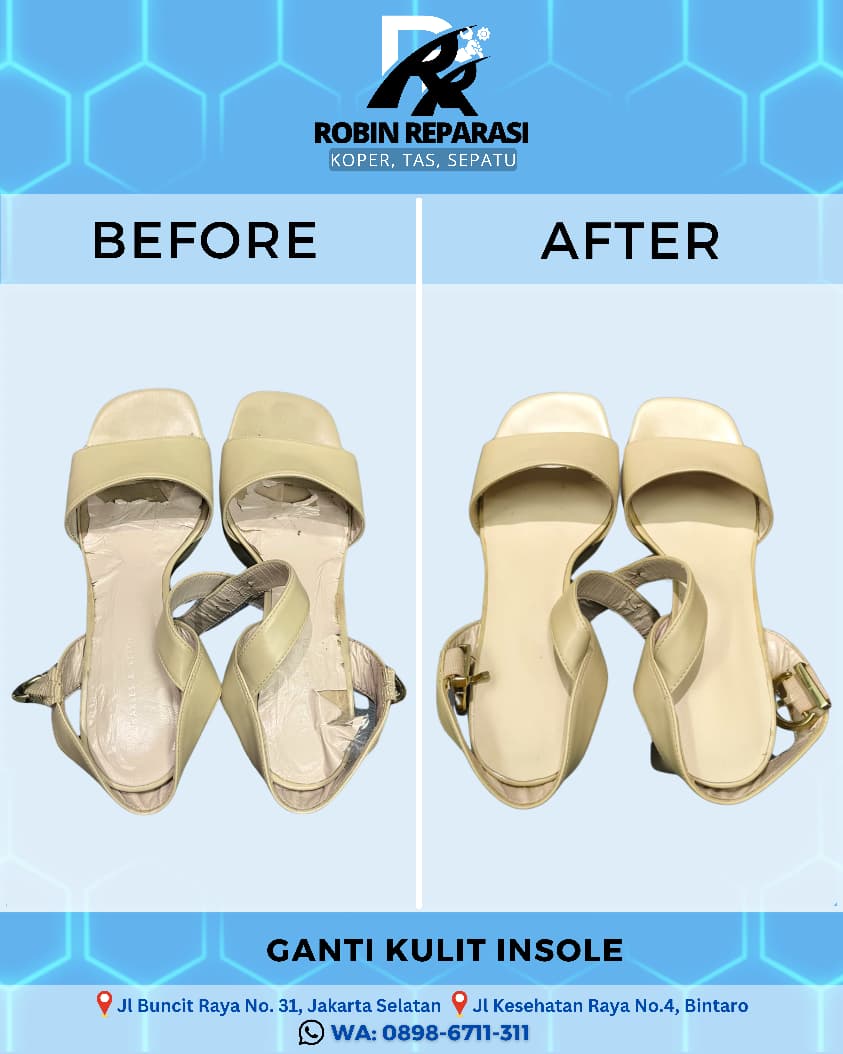 Before after ganti kulit insole sandal